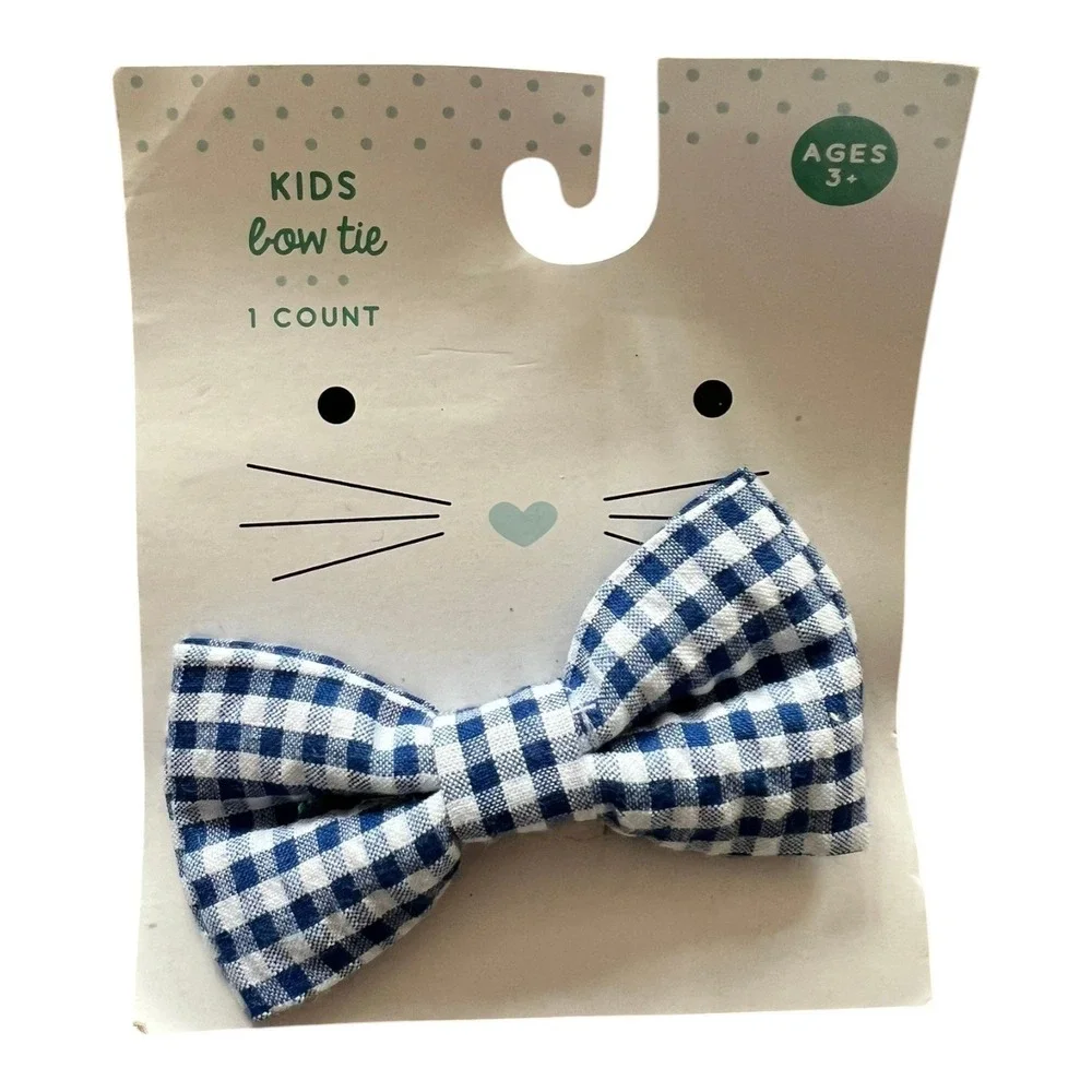 Bow Tie Set Kids OS Blue Green Brand New Gingham Check 2-Pack Accessory